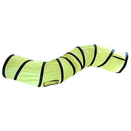 iCAGY Cat Tunnel for Indoor Cats Interactive, Rabbit Tunnel Toys, Pet Toys Play Tunnels for Cats Kittens Rabbits Puppies Crinkle Pop Up Yellow 47" Shape S - color: Yellow