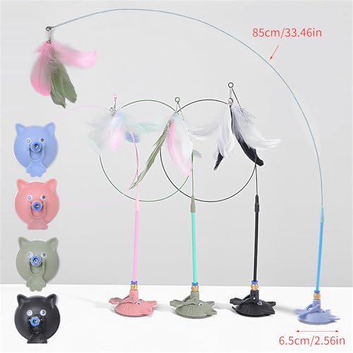 Pet Toy Kitten Teaser Wand Suction Cup Base Interactive Kitten Teaser Exercise and Entertainment for Active Felines Toy - color: Green