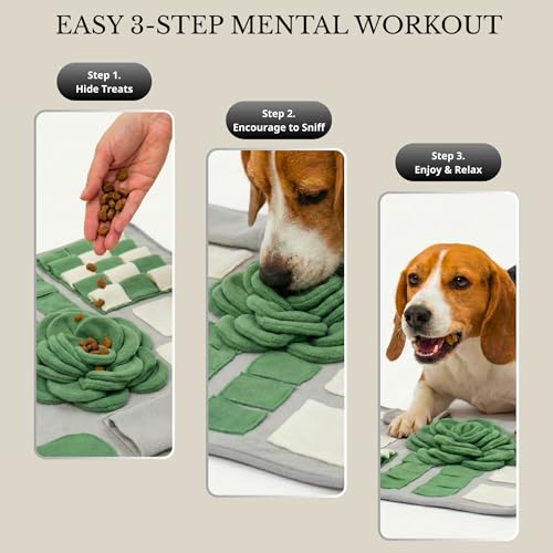 Snuffle Mat for Dogs – Interactive Feeding Mat for Slow Eating, 23.6 in x 23.6 in, Mental Stimulation & Boredom Relief (Sage Green) - color: Sage Green