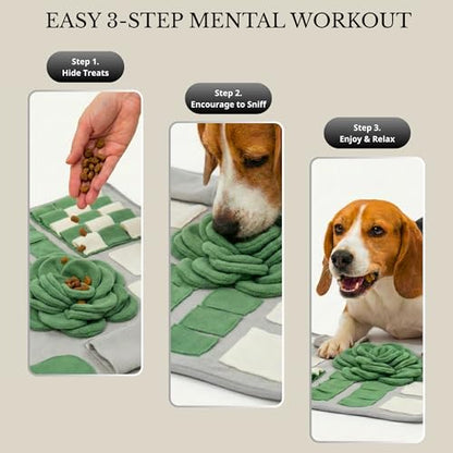 Snuffle Mat for Dogs – Interactive Feeding Mat for Slow Eating, 23.6 in x 23.6 in, Mental Stimulation & Boredom Relief (Sage Green) - color: Sage Green
