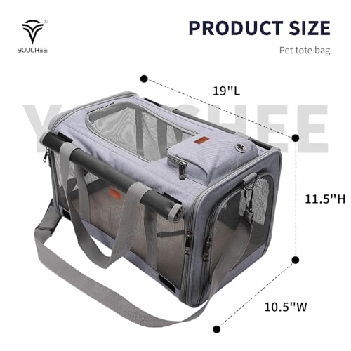 19x10.5x11.5 Inches Cat, Dog Carrier for Pets Up to 20 Ibs, Washable，Soft Sided，Collapsible Travel Puppy Carrier. (Grey) - color: Grey