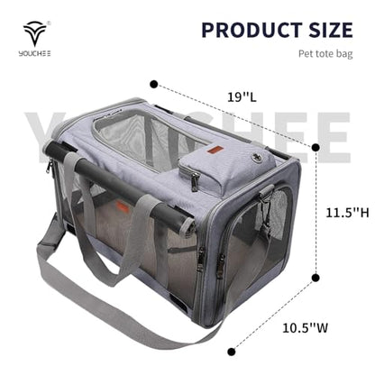 19x10.5x11.5 Inches Cat, Dog Carrier for Pets Up to 20 Ibs, Washable，Soft Sided，Collapsible Travel Puppy Carrier. (Grey) - color: Grey