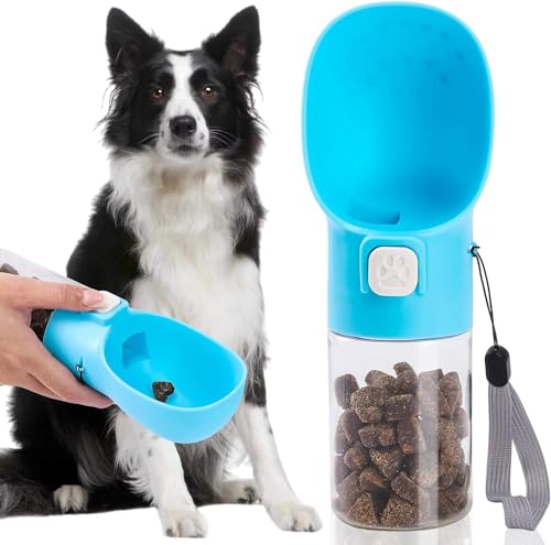 Colorday Handheld Dog Treat Dispenser Built-in Clicker & Treat Pouch, Slow Feeder for Puppy Training Walking Hiking Traveling (6.7 OZ, Blue) - color: Blue, size: 6.7 OZ