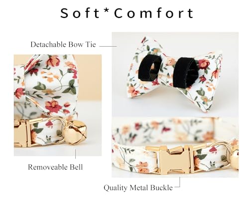 Personalized Cat Collar with Engraved Name and Phone Number - Customizable Kitten Collars for Girls (Floral Collar) - color: Floral Collar