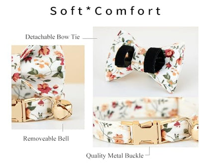 Personalized Cat Collar with Engraved Name and Phone Number - Customizable Kitten Collars for Girls (Floral Collar) - color: Floral Collar