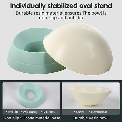 Bulldog Bowl Anti-Slip Dog Cat Dish Detachable Rubber Dog Bowl Pet Sterile Tilted Pet Feeder Slope Base (Green, 2 Cup (Small/Medium Dog)) - color: Green, size: 2 Cup ( Small/Medium Dog )