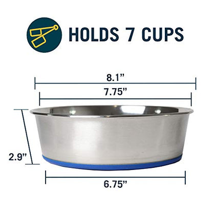 OurPet's DuraPet Premium Dishwasher Safe Stainless Steel Dog Bowl for Food or Water [Multiple Sizes for Small to Large Dogs] in Traditional or Wide Base Design - 8 CUP - size: 8 Cups