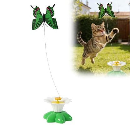 Interactive Cat Toy for Indoor Cats, Automatic Flying Feather Wand with Suction Cup Base, USB Rechargeable Pet Toys to Keep Them Busy (Butterfly) - color: Butterfly