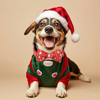 Christmas Dog Collar with Bow Tie - Cute Christmas Tree Design Red Puppy Collar, Adjustable Metal Buckle Winter Bowtie Dog Collars for Small Medium Large Dogs XS - color: B-Red Christmas Tree, size: XS