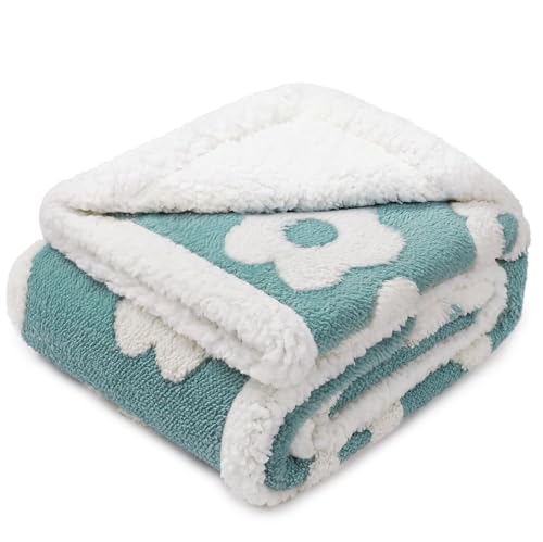 Luciphia Waterproof Pet Blanket for Medium Large Dogs Washable Fluffy Thick Jacquard Shag Fleece Warm Sherpa 3D Textured Flower Print for Cats Puppy Couch Protection (Blue,40x28 inches) - color: Blue, size: 40x28 inches
