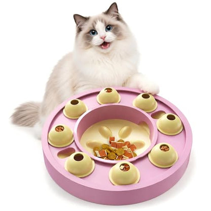 Cat Puzzle Toy for Cats Indoor, Slow Feeder Bowl for Fast Eaters, Interactive Kitten Enrichment Pink Toy - color: purple