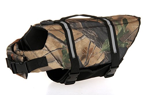 Dog Life Jacket Quick Release Easy-Fit Adjustable Pet Saver Life Jacket Dog Life Preserver - color: leave camo, size: l