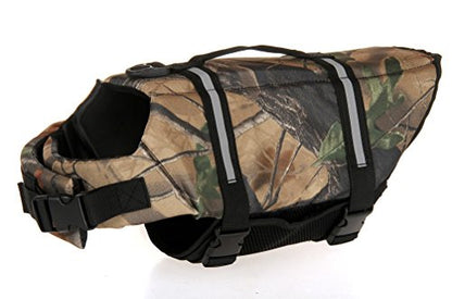 Dog Life Jacket Quick Release Easy-Fit Adjustable Pet Saver Life Jacket Dog Life Preserver - color: leave camo, size: s