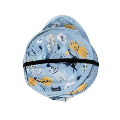 Kitty City Cat Print Pop-Up Cat Play House, Collapsible Indoor Cat Hideout with Peekaboo Openings, Lightweight Foldable Cat Cube for Play & Lounging, Blue - color: I) Cat Print Tent House (Blue)