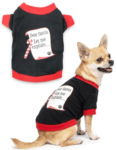 Dog Christmas Shirt Dear Santa Let Me Explain Funny Dog Clothes for Small Dogs, Medium - size: Medium (5.5-8.8lb)