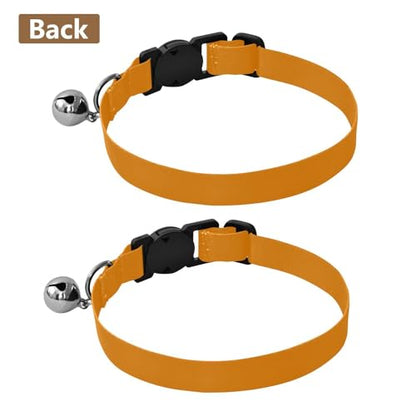 Tangerine Cat Collars with Bell 2 Pack Puppy Collar Adjustable 10.6 to 17.1 Inches - color: Tangerine