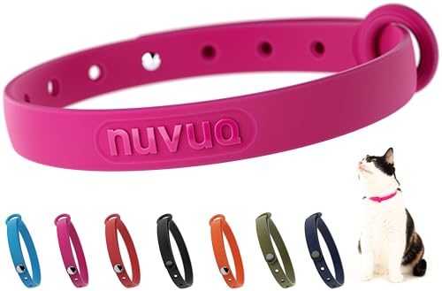 Breakaway Cat Collar - Soft, Comfortable, and Lightweight Safety Buckle Collar with Name Tag Ring for Outdoor Cats and Sensitive Skin Kittens by Nuvuq (6 ⅞" to 10 ¼", Pink) - color: Raspberry Pink
