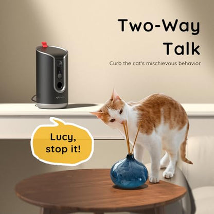 TKENPRO 2K Pet Camera Treat Dispenser, AI Photo Album, Dog Camera with 360° Auto Tracking & 5G/2.4G WiFi, 2-Way Talk, Remote Treat Tossing, Motion Alerts for Cats Indoor - color: Black