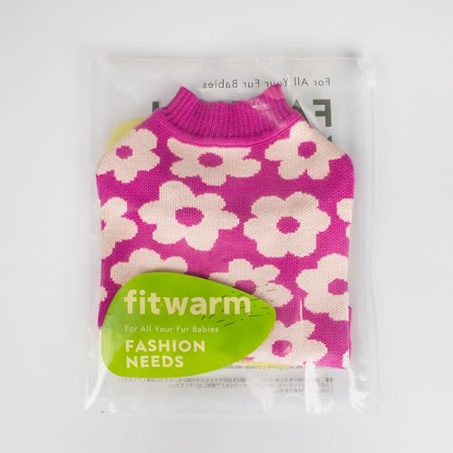 Fitwarm Floral Dog Sweater - Thermal Dog Sweatshirt, Hot Pink, White, Small - color: Flower, size: Small