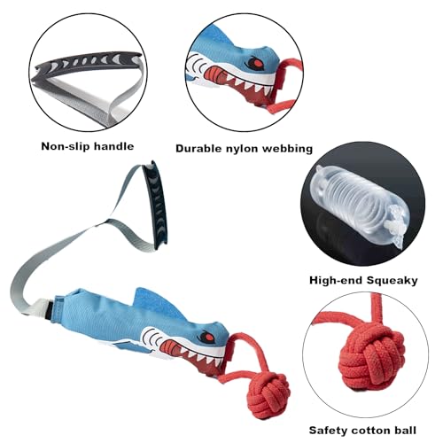 ETIAL Interactive Dog Tug Toy,Indestructible Dog Toys for Aggressive Chewers,Tough Squeaky Dog Rope Toys for Training,Tug of War Dog Toy Balls for Medium & Large Dogs (Shark) - style: Shark