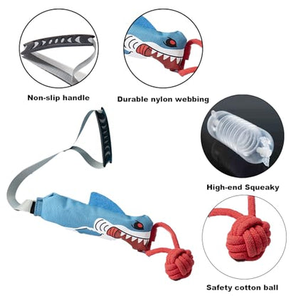 ETIAL Interactive Dog Tug Toy,Indestructible Dog Toys for Aggressive Chewers,Tough Squeaky Dog Rope Toys for Training,Tug of War Dog Toy Balls for Medium & Large Dogs (Shark) - style: Shark