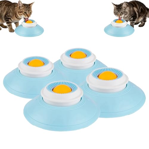 Slow Feeder Cat Bowl, Cat Food Bowl with Cat Lick Ball, Licking A Ball Add More Fun Bowl, Cat Slow Feeder Bowl, Slow Down Eating Speed and Add More Fun for Your Cats. - color: Y*4PCS