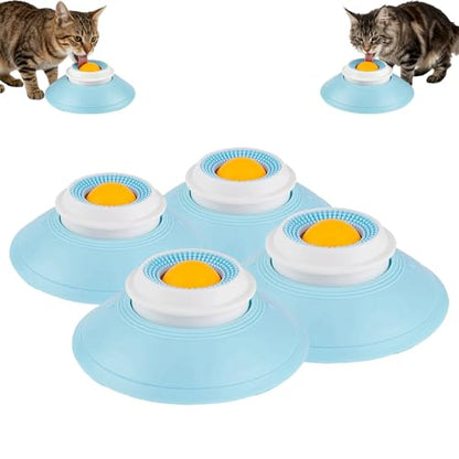 Slow Feeder Cat Bowl, Cat Food Bowl with Cat Lick Ball, Licking A Ball Add More Fun Bowl, Cat Slow Feeder Bowl, Slow Down Eating Speed and Add More Fun for Your Cats. - color: Y*4PCS