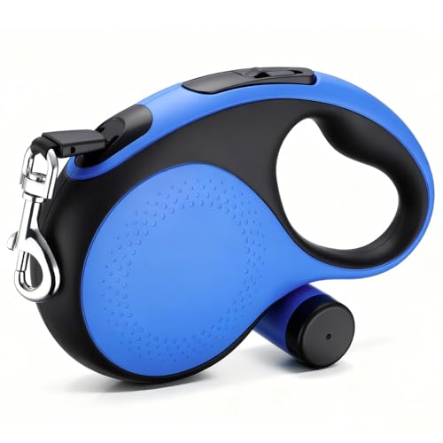 Segarty 26 Ft Retractable Lead for Dogs Weighing 66 lbs - 110 lbs, 8m Heavy-Duty Dog Leash with Poop Bag Holder, Extra Long Lead with Anti-Slip Handle One-Handed Brake Pause Lock for Medium Large Pet - color: Blue, size: 26ft(up to 110 lbs)