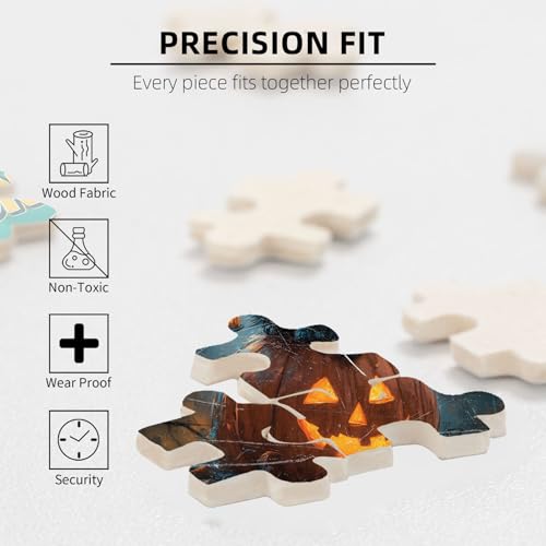 300 Pieces Jigsaw Puzzles for Adults, Hello Darkness My Old Friend Black Cat Halloween Art Puzzle, Stress Relief Logical Thinking Brain Teaser Puzzle 15.7x11 Inch - color: Wooden Puzzle12, size: 300 Piece pcs