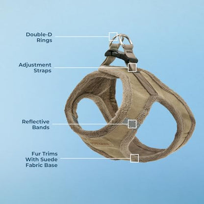 Best Pet Supplies - All Weather Plush, Reflective, No Pull Harness for Small, Medium Dogs, Cats - Secure with Hook & Loop Fastener, Buckle, Double D-Rings - Latte Suede, XL - color: Latte Suede, size: XL