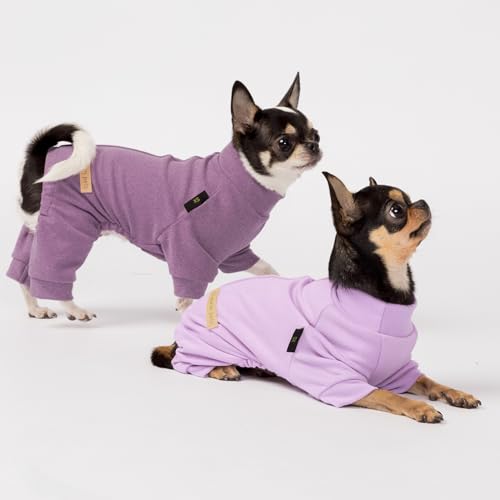 Fitwarm 2 Pack Lightweight Fleece Dog Pajamas, Warm Winter Dog Clothes for Small Dogs Boy Girl, Cozy Pet Onesie with Feet, Violet Purple, XS - color: Purple, size: X-Small