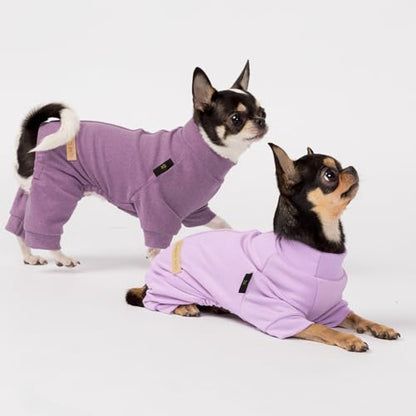 Fitwarm 2 Pack Lightweight Fleece Dog Pajamas, Warm Winter Dog Clothes for Small Dogs Boy Girl, Cozy Pet Onesie with Feet, Violet Purple, XS - color: Purple, size: X-Small