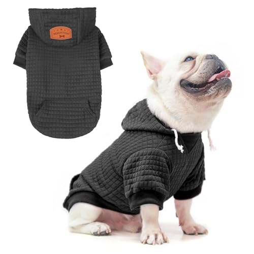 BEAUTYZOO Dog Hoodie for Small Medium Large Dogs, Winter Fall Warm Dog Clothes for Puppy S M Sized Dogs Girl Boy, Dog Sweater Shirt Hoodies with Pocket Bulldog Pitbull Cat Clothing Coat - color: Black, size: S/M (Back: 14",Chest: 19", Neck: 12")