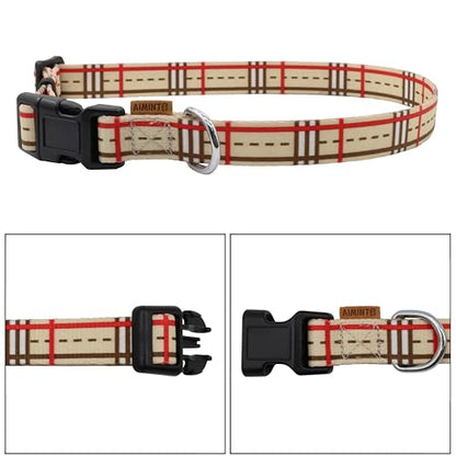 Dog Collar, Cute Stripe Pattern, Soft and Adjustable Collar with Quick Release Buckle (XS (Neck 9-13", Width 3/8"), Stripe Cream) - color: Stripe Cream, size: XS (Neck 9-13", Width 3/8")