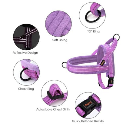 Didog Soft Flannel Padded Dog Vest Harness, No Pull/Quick Fit Reflective Dog Strap Harness, Easy for Training Walking (S:Chest 18-22", Purple) - color: Purple, size: S:chest 18-22"