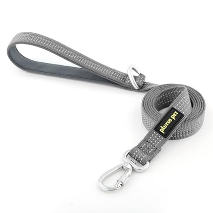 Plutus Pet Heavy Duty Dog Leash with Lockable Aluminum Carabiner, 4/6 Feet Long, Double-Sided Reflective Nylon, Padded Handle, for Puppy, Small, Medium and Large Dogs (Gray, 4/5" x 6') - color: Gray, size: 4/5" x 6'