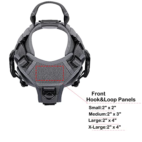 ICEFANG Tactical Dog Harness, Small Size,2X Metal Buckle,Working Dog MOLLE Vest with Handle,No Pulling Front Leash Clip,Hook and Loop Panel (Grey,S (Pack of 1)) - color: Grey, size: Small (Pack of 1)
