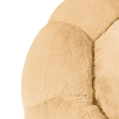 Sherry Kline Pets “Daisy Round” Donut Shape Calming Bed for Dogs and Cats, from Soft Faux Fur, Available in 4 Sizes, Machine Washable - color: Gold, size: Large