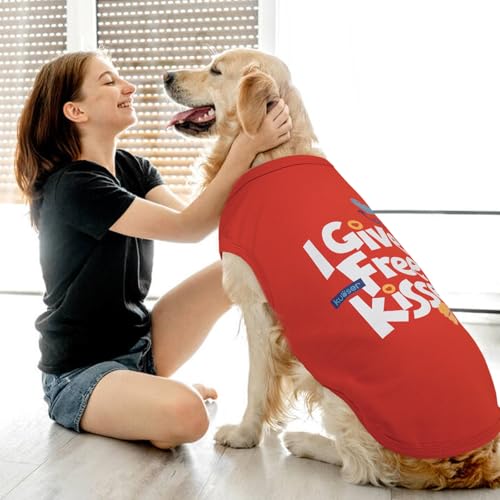 Kuoser Dog Shirt, Printed Dogs T-Shirt Soft Breathable Dog Shirts, Cute Doggy Sweatshirt for Small Medium Large Girls Boys, Pet Funny Clothes Tank Top Sleeveless Dogs Vest, Red L - color: Red, size: Large (Chest: 21.65")