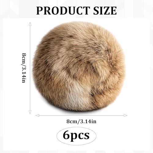 6 PCS Fake Rabbit Fur Ball Cat, Catnip Ball for Indoor Cats, Fake Rabbit Fur Balls for Stimulating Hunting Instincts and Interactive Bonding Play, Set of 3.15 Inch Balls