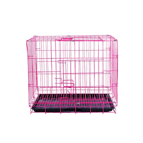 Hemobllo Wire Dog Crate Folding Cage, Portable, Easy to Install, Durable, Secure, Warm - color: Pink, size: 23.6"L x 16.5"W x 19.7"H