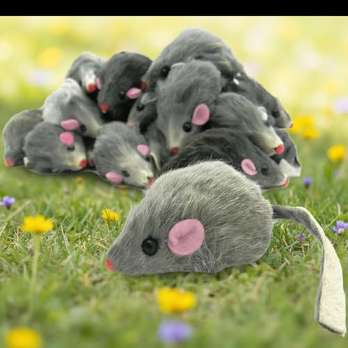 5 Pcs Gray Fur Rattle Mouse Cat Toy Mice Animal Toy Pet Supplies Furry Play Combo - Cat Toy Mix
