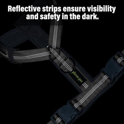 Plutus Pet No Pull Dog Harness, Adjustable Nylon Harness with Soft Padding, Reflective and Heavy Duty Dog Harness for Small, Medium, Large Dogs(Gray, S) - color: Gray, size: S