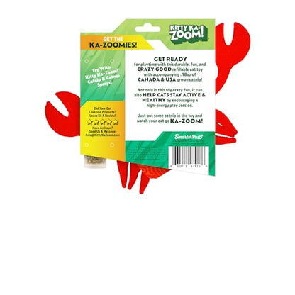 ZOOMIE Crab - Refillable Catnip Toy + Catnip | High Potency Hand Harvested Fresh | Soft Plush for Engaging Play - color: Crab