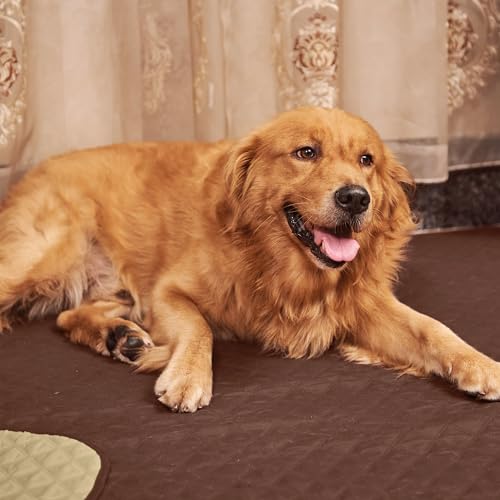 NICETOWN Dog Bed Cover for Pets Blankets Rug Pads for Couch Protection Waterproof Bed Covers Dog Blanket Furniture Protector Reusable Changing Pad, 62 x 82 inch, 1 Panel, Chocolate/Sand - color: Chocolate/Sand, size: 82"L x 62"W x 0.15"Th