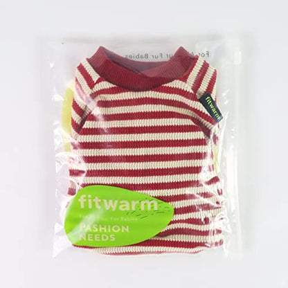 Fitwarm Red and White Striped Dog Pajamas, Waffle Dog Clothes for Small Dogs Girl Boy, Puppy Onesie with Feet, Pet Christmas Outfit, Small - color: Red, size: Small