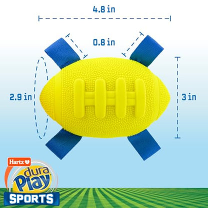 Hartz Dura Play Sports Football Dog Toy, Bacon Scented Squeaky Latex Yellow & Blue Toy, 3 Count - size: 3 Count, style: Football