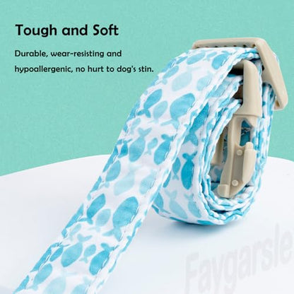 Faygarsle Fish Pattern Dog Collar, Adjustable with Buckle, Blue and White, Summer Design for Small Medium Large Dogs XS - color: Blue Fish, size: Extra Small