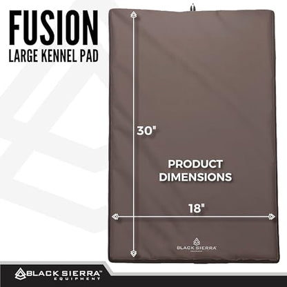 Black Sierra Large Dog Kennel Pad, 1 Inch Thick Padding Measures 30" x 18", Water Resistant Crate Cushion for Hunting or Travel, Durable and Slip Resistant Pet Bedding Mat - size: Large