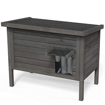 GDLF Outdoor Cat House Feral Cat Enclosure 100% Insulated All-Round Foam Weatherproof Solid Wood Large Size for Multiple Felines 34.5" L*21.5" W*27.2" H - style: Feral Cat Shelter